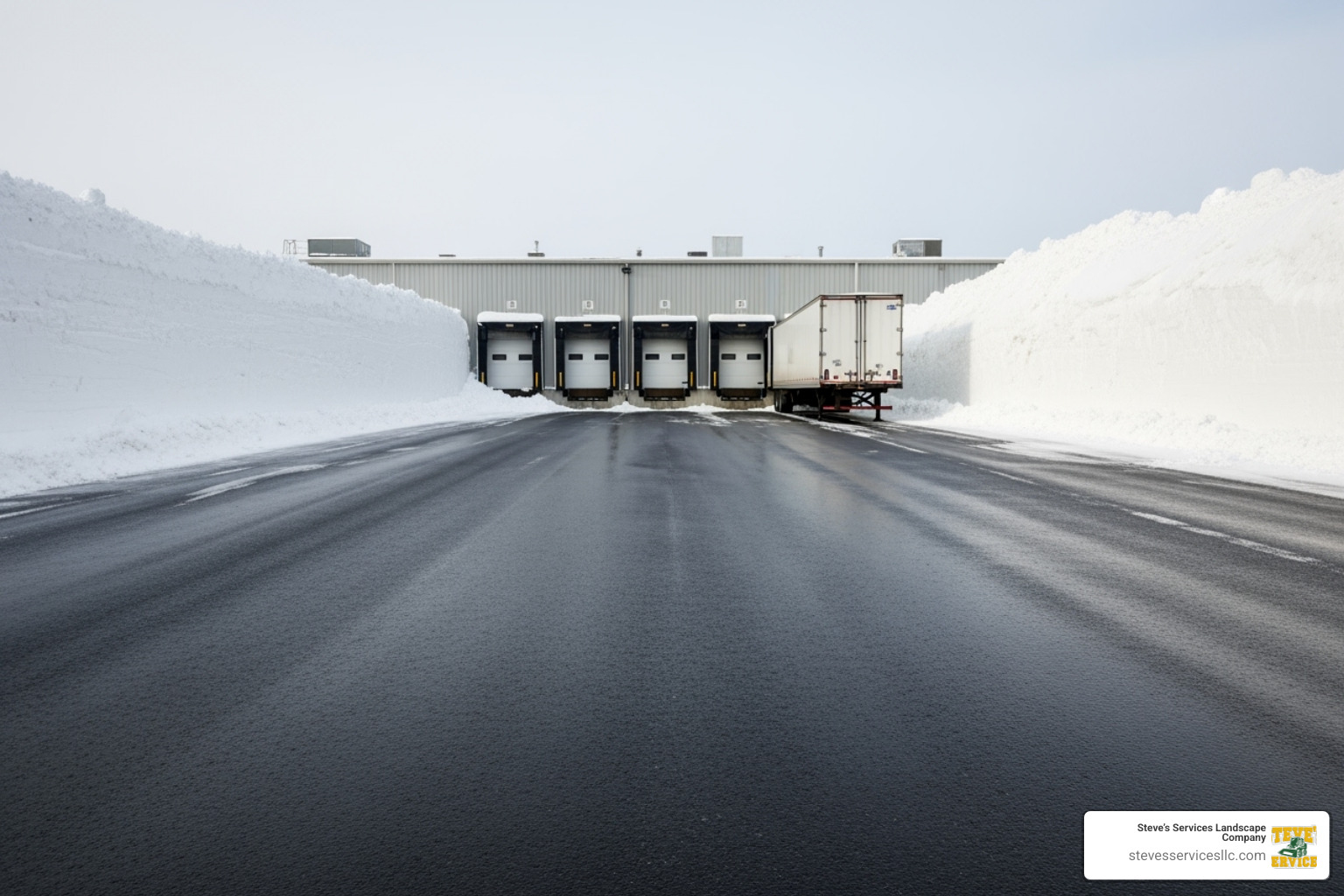 cleared industrial loading dock area - snow removal everett ma