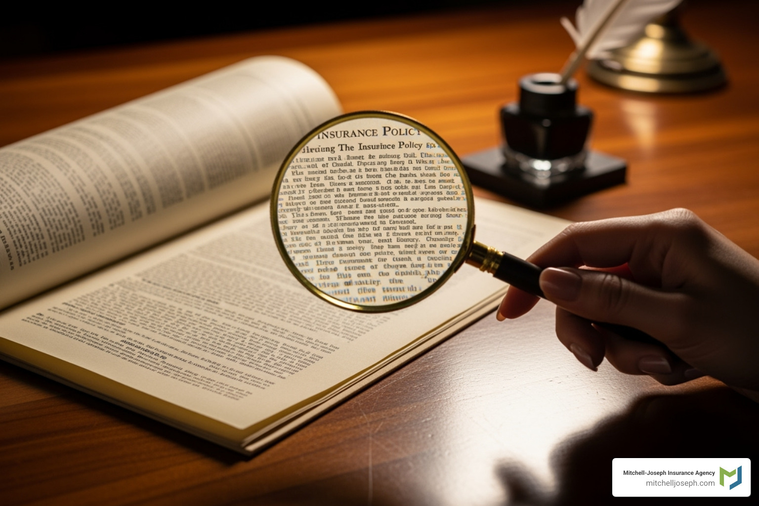 of a magnifying glass over an insurance policy document - Home Insurance Canandaigua of a magnifying glass over an insurance policy document - Home Insurance Canandaigua