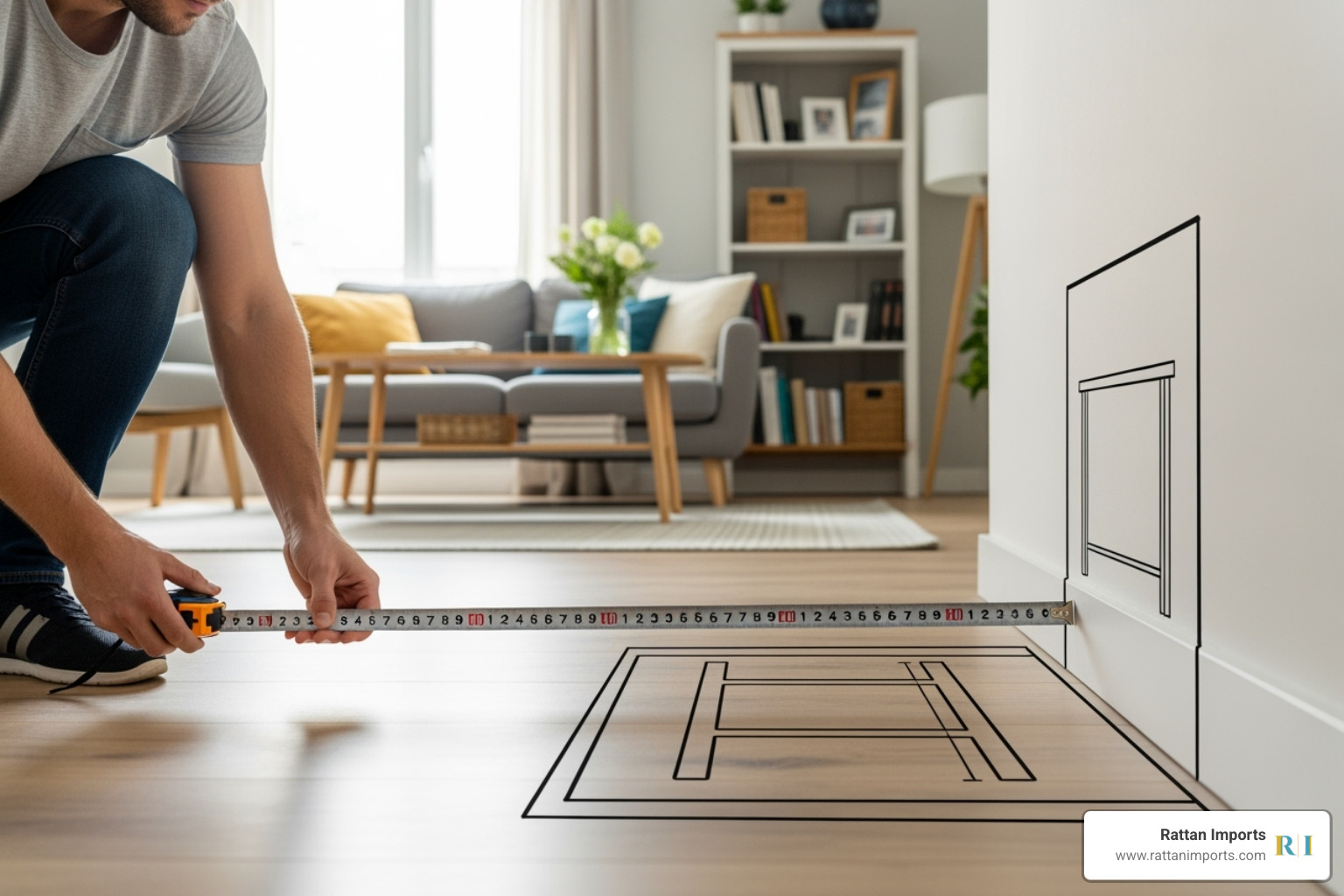 person measuring space - indoor bar set with stools person measuring space - indoor bar set with stools