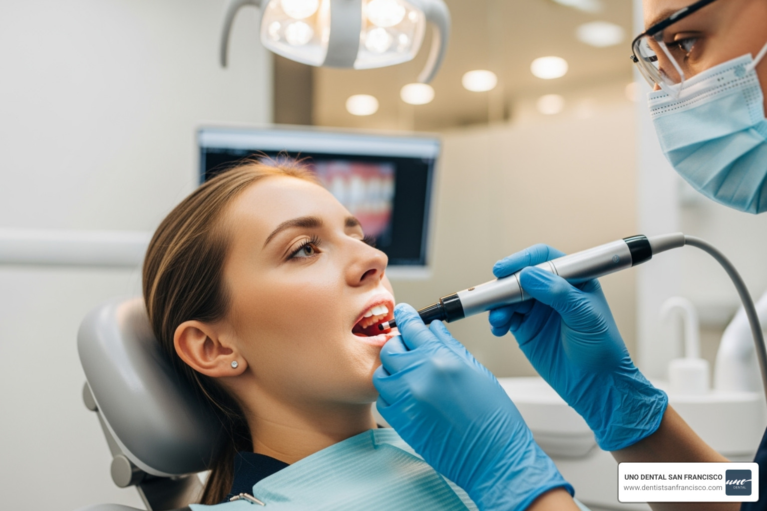 Dentist using a digital intraoral scanner on a patient - all about dentistry Dentist using a digital intraoral scanner on a patient - all about dentistry