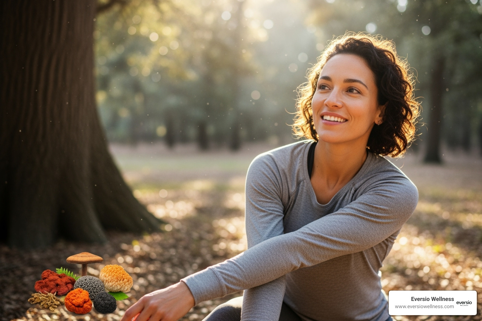 Person enjoying a healthy lifestyle with Eversio mushrooms - gut health mushrooms