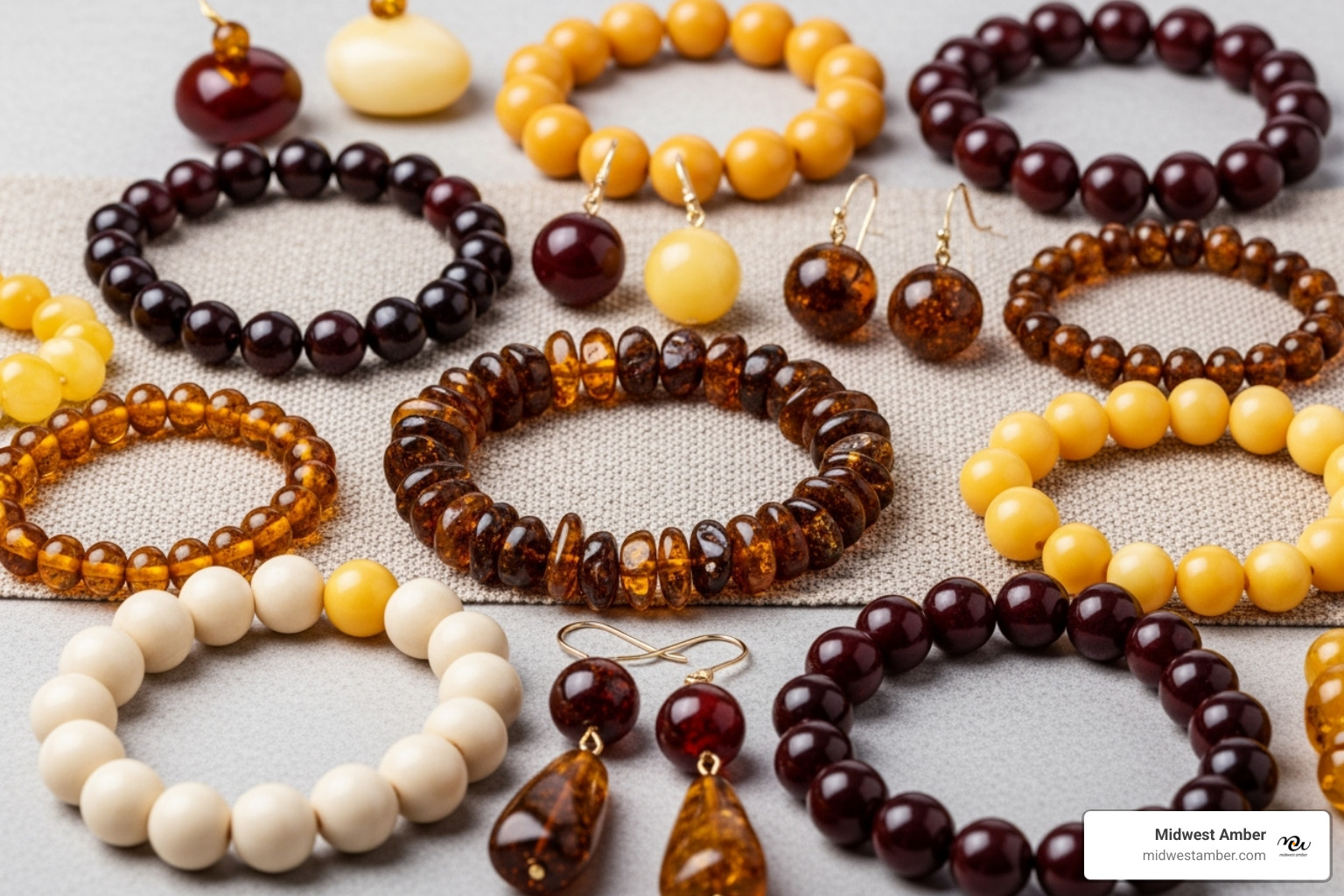 Variety of amber jewelry styles and colors - Amber for arthritis