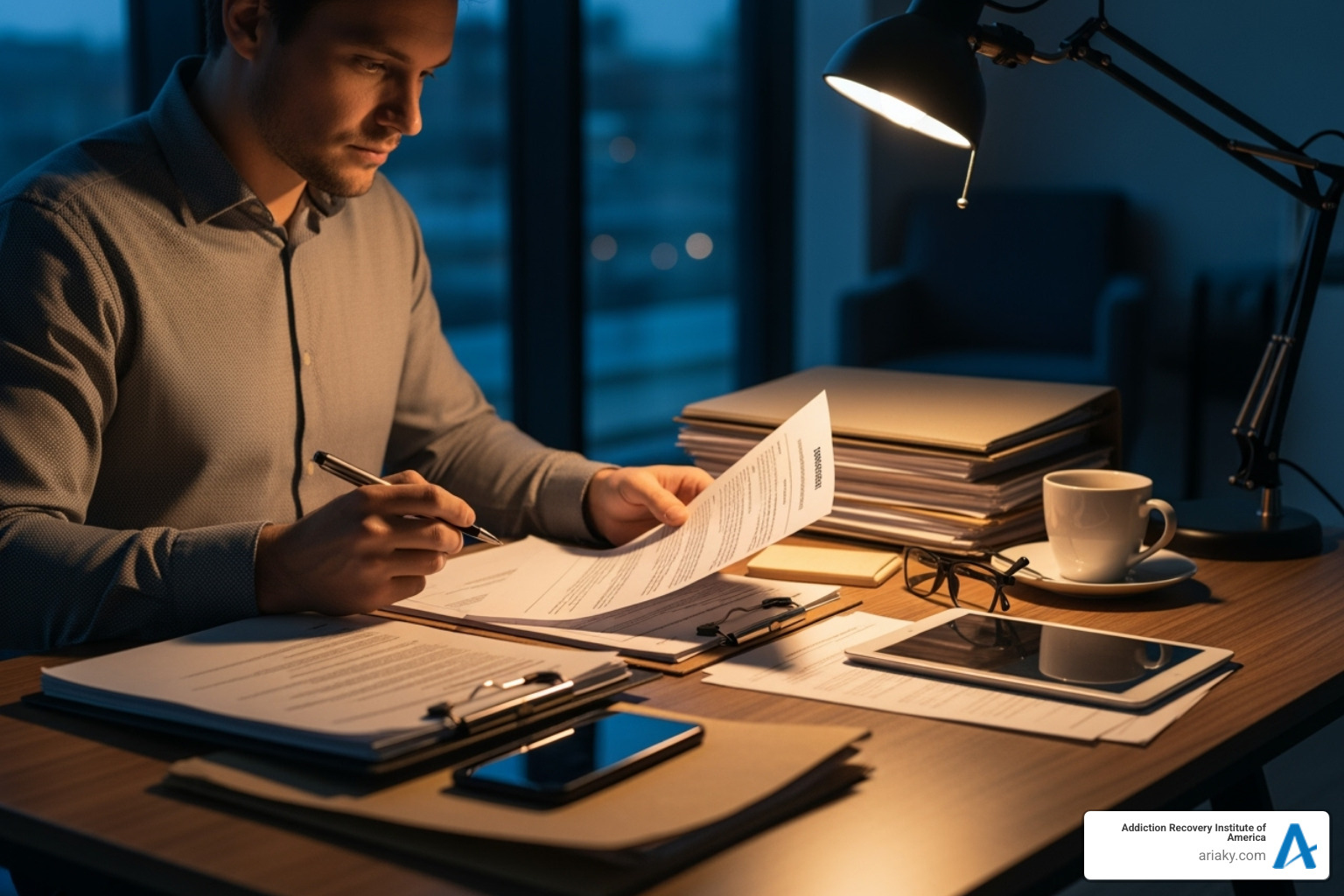 Person reviewing insurance paperwork - rehab centers in ky