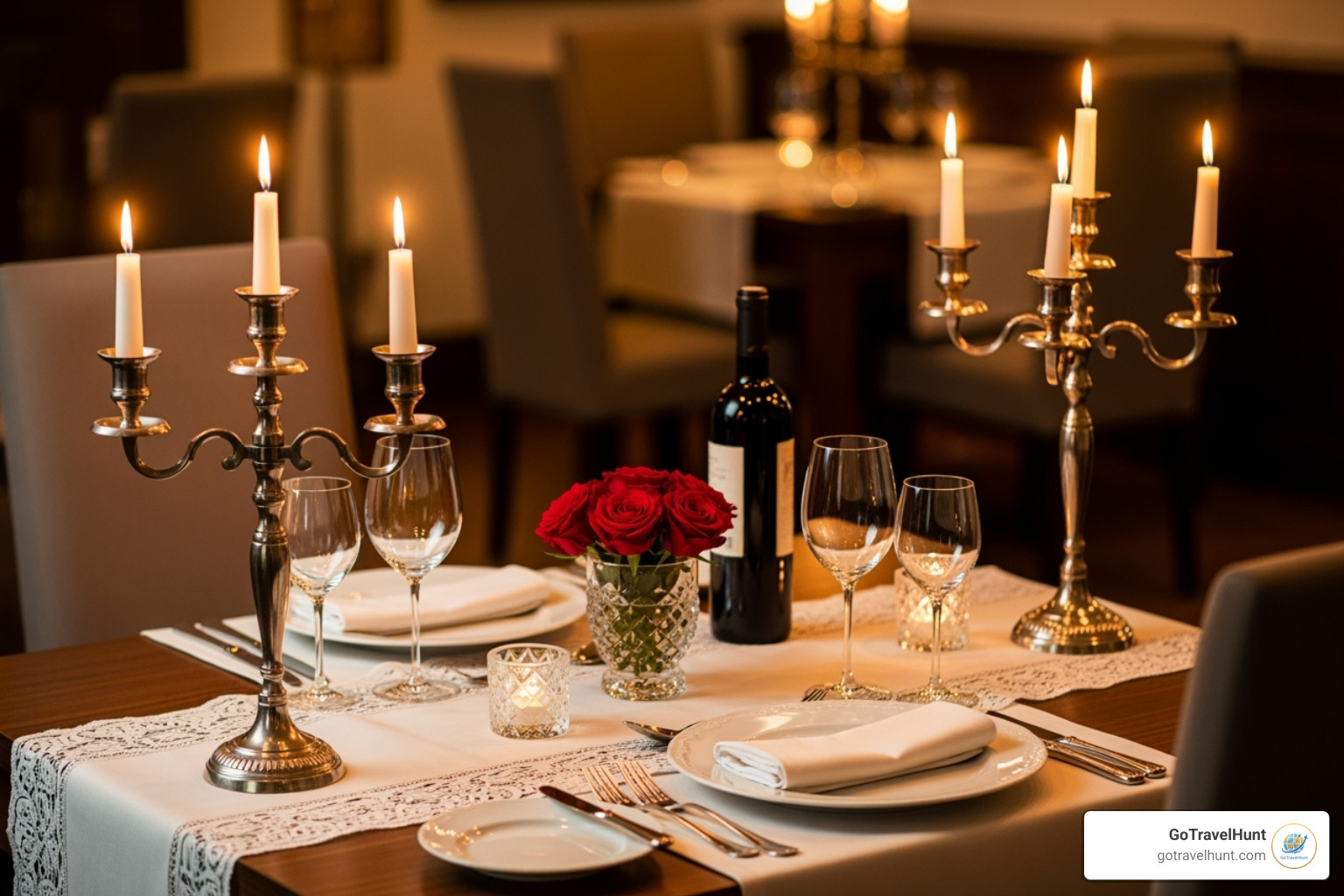 of an intimate, candlelit dinner setting - romantic spa resort of an intimate, candlelit dinner setting - romantic spa resort