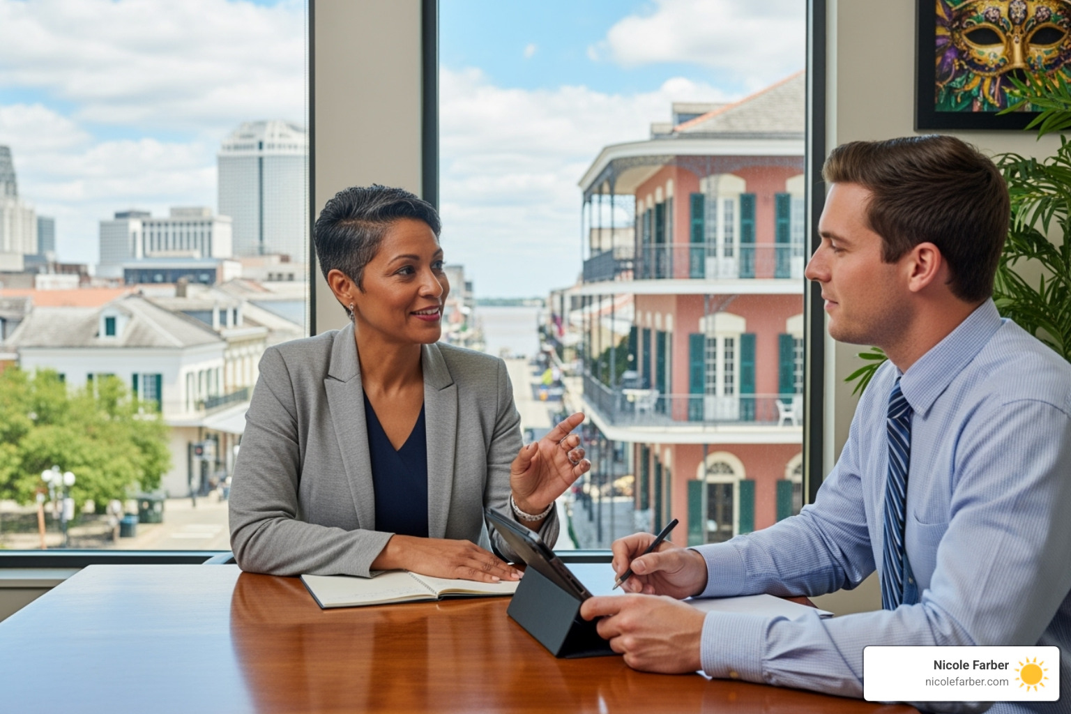One-on-one coaching session between a leader and a team member in New Orleans - become effective leader
