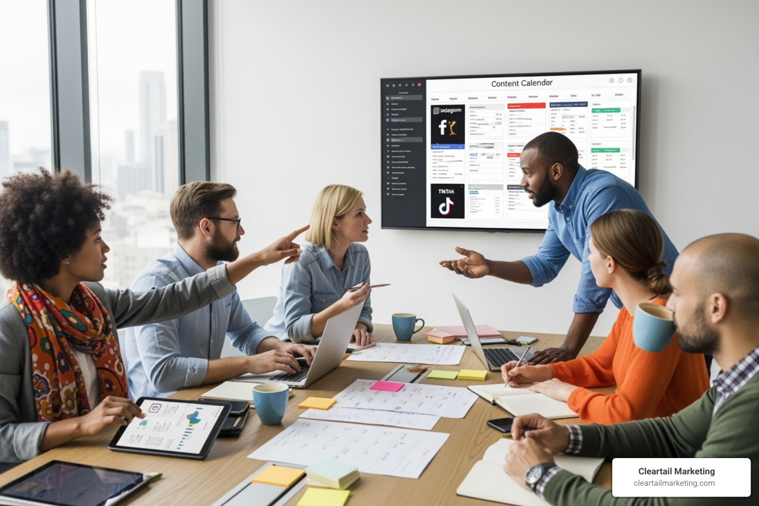 A diverse team collaborates on a social media content calendar, planning posts and campaigns - social media content packages A diverse team collaborates on a social media content calendar, planning posts and campaigns - social media content packages