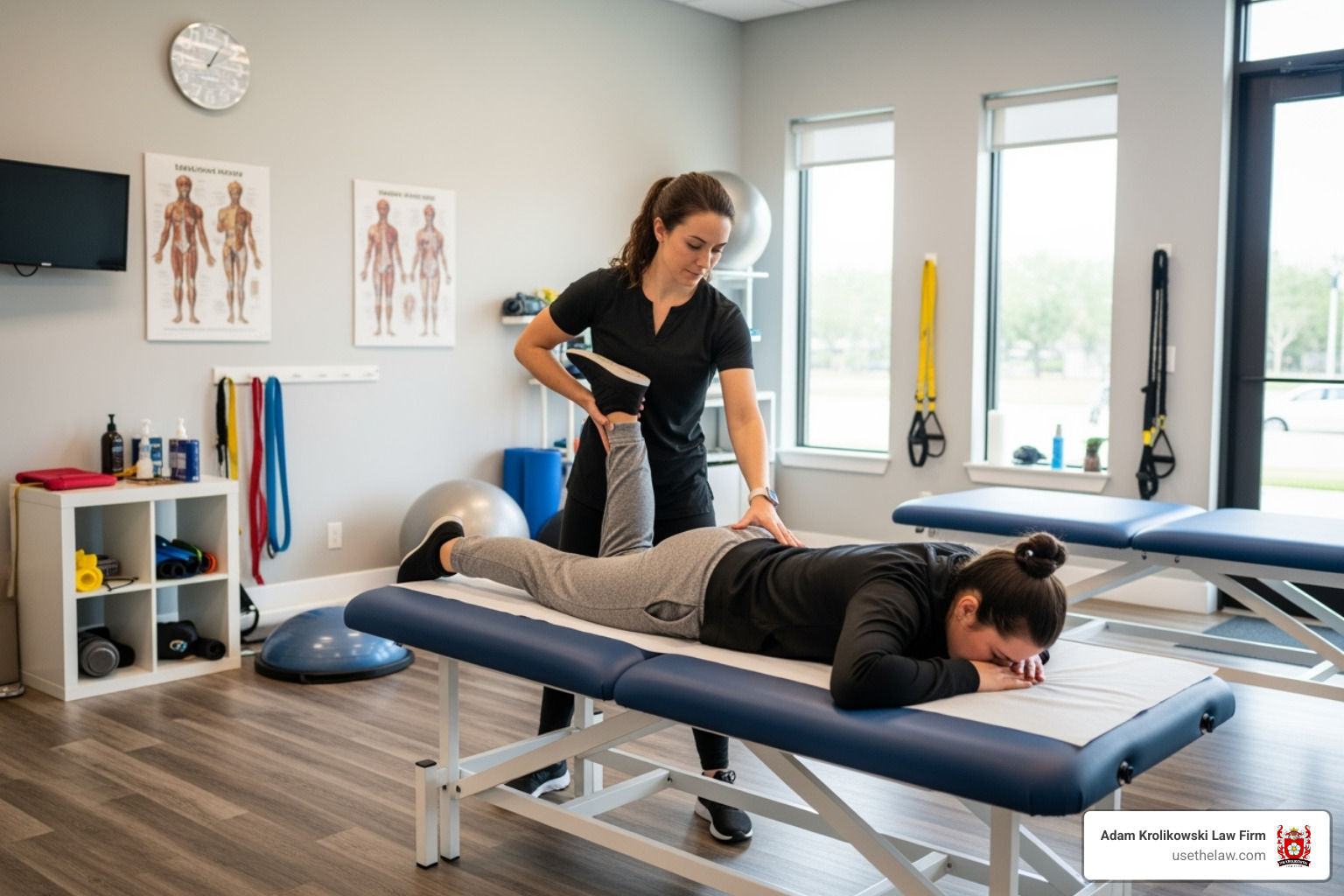 person receiving physical therapy for a back injury - Injury from truck accident person receiving physical therapy for a back injury - Injury from truck accident