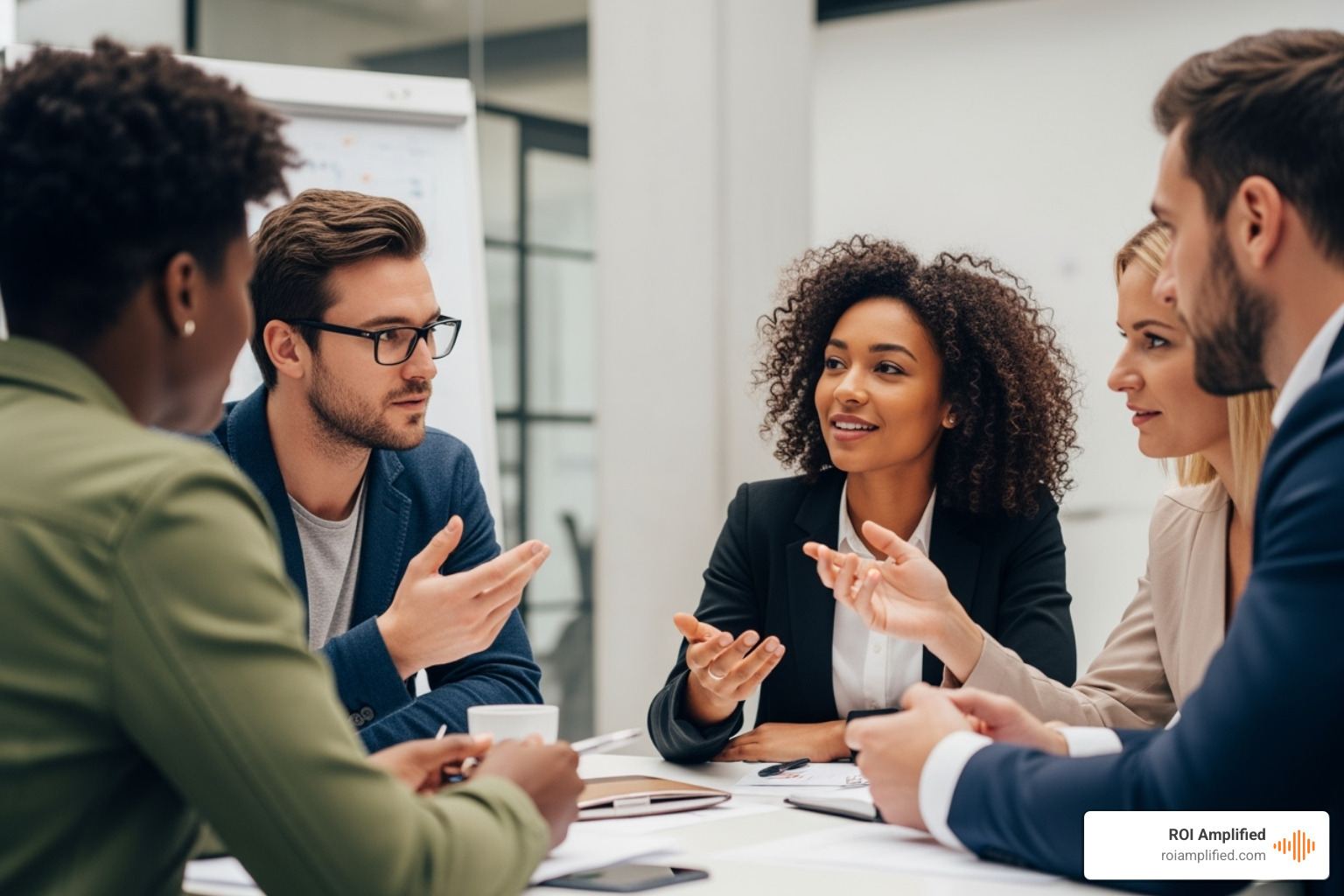 A diverse group of people discussing market insights - Orlando market research A diverse group of people discussing market insights - Orlando market research