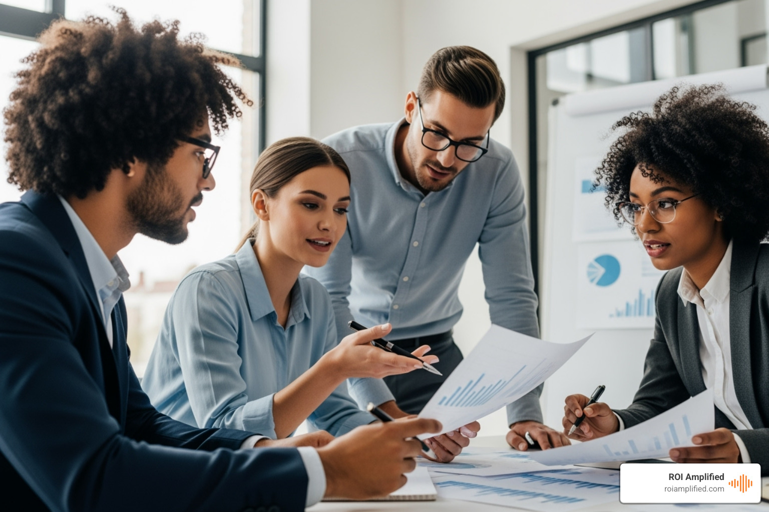 Business professionals analyzing growth charts - Orlando market research Business professionals analyzing growth charts - Orlando market research