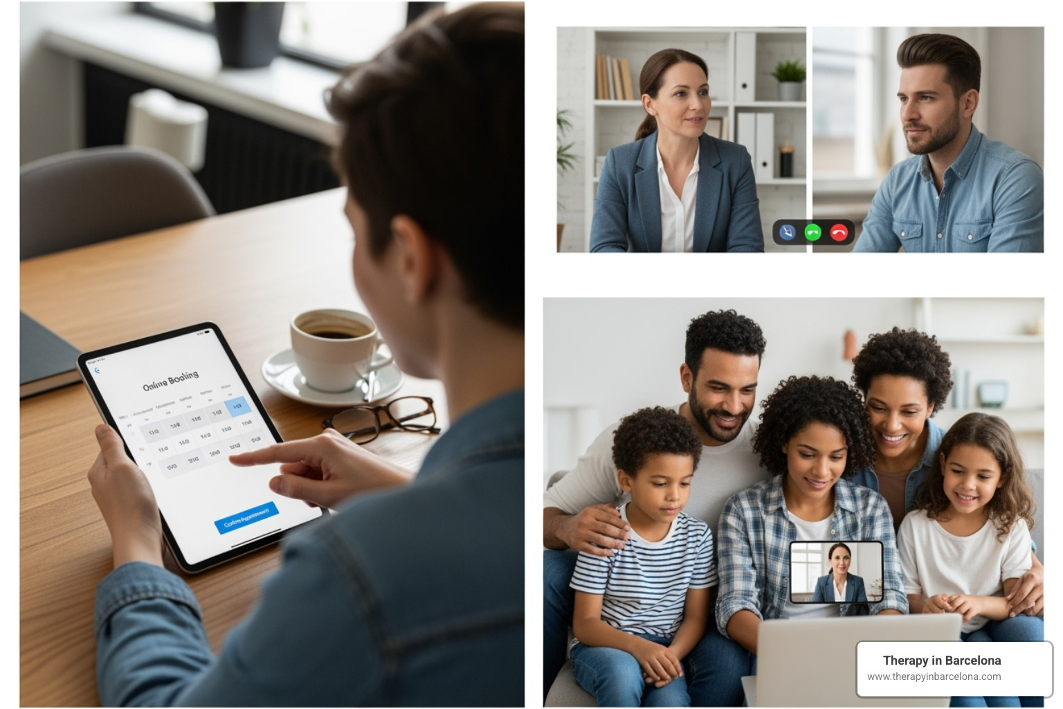 three step process of booking, matching, and starting therapy - online family therapy