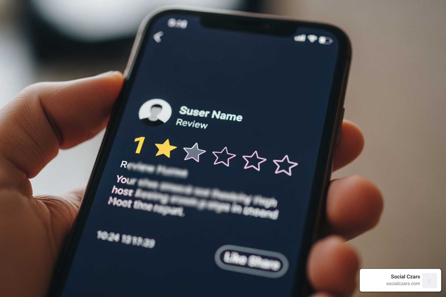 smartphone showing a 1-star review - online reputation management los angeles