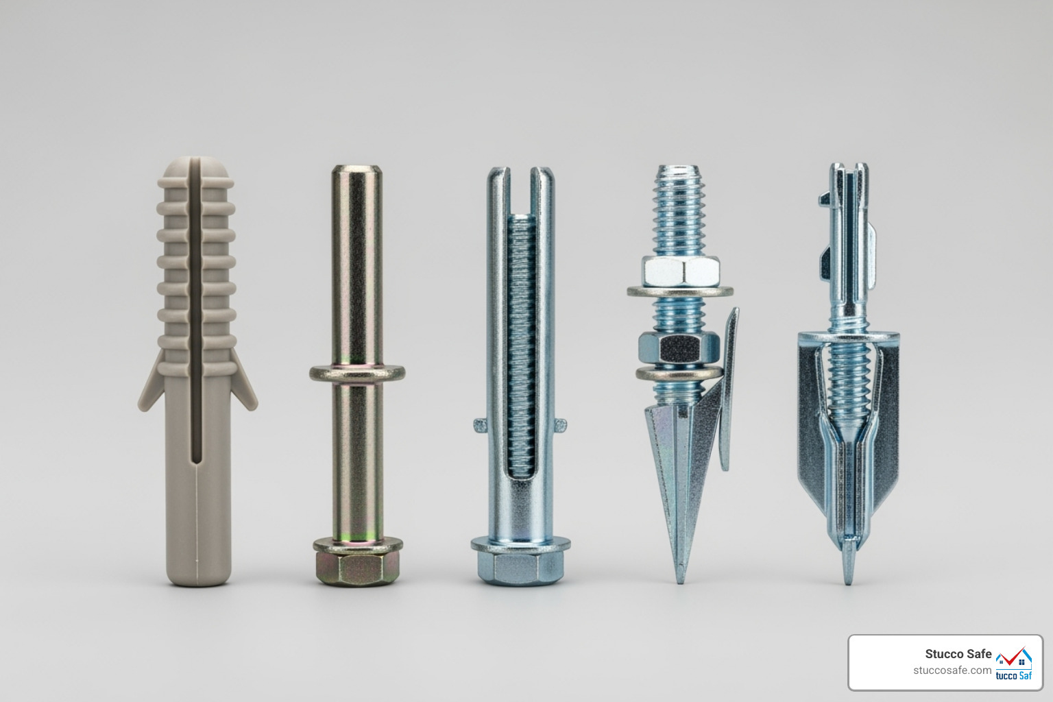 side-by-side comparison of different anchor types - stucco anchor types