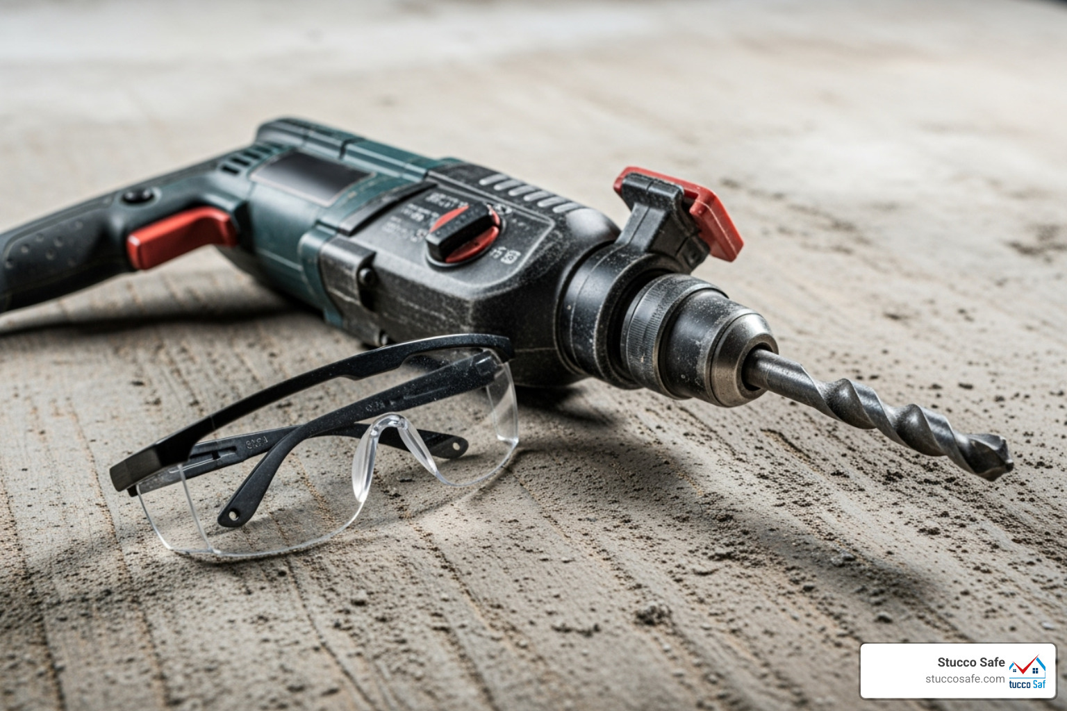 tools needed for installation: hammer drill, masonry bit, and safety glasses - stucco anchor types