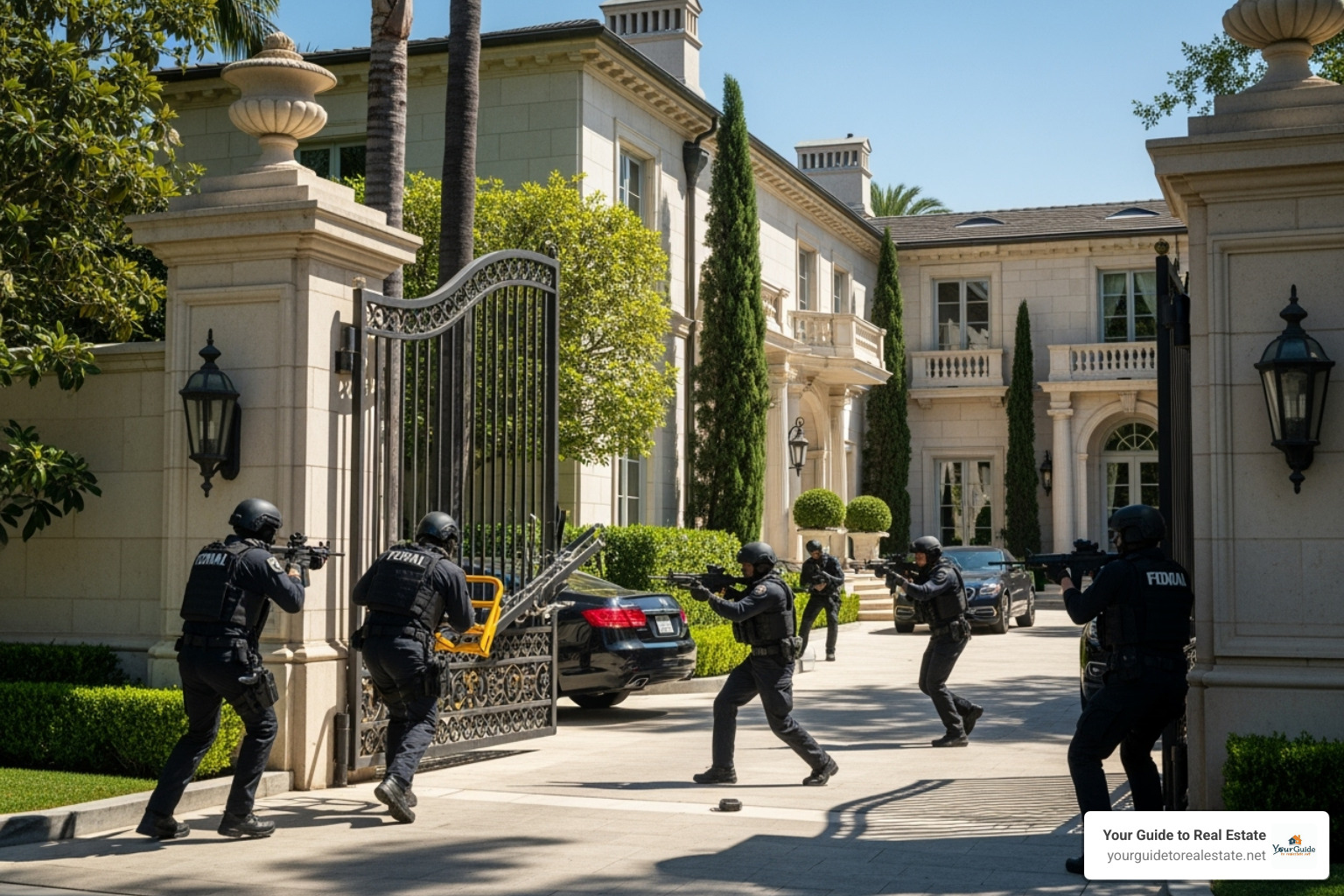 federal agents conducting the raid on the Holmby Hills property - diddy mansion