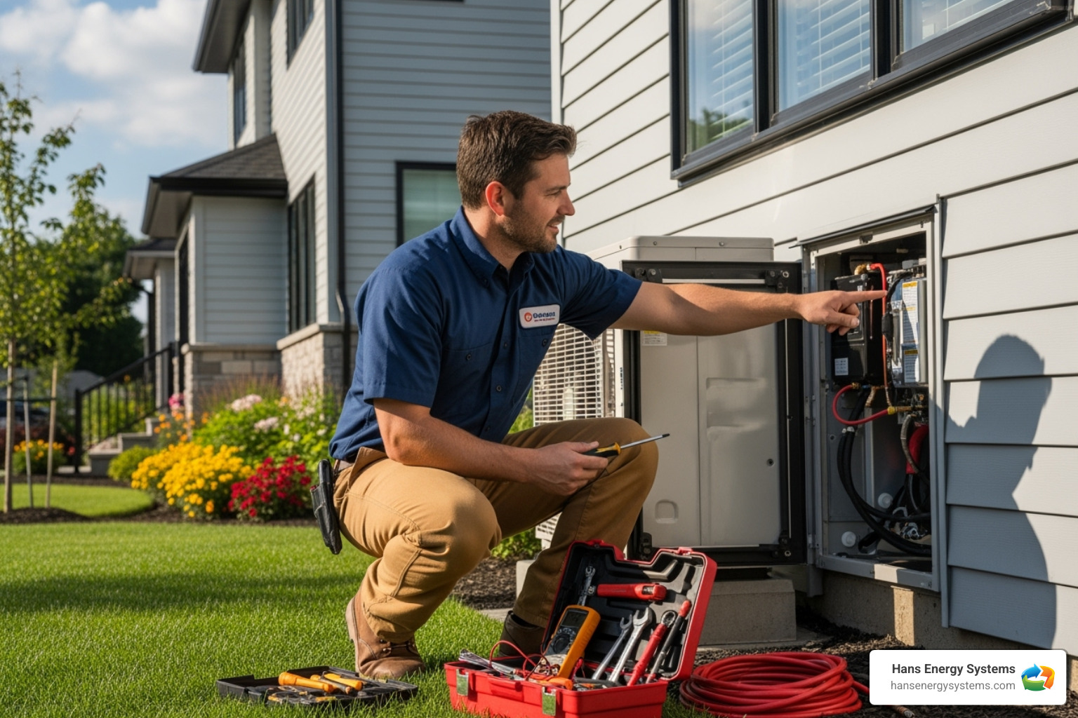 a technician performing maintenance on an outdoor condenser unit - mini split installation poway