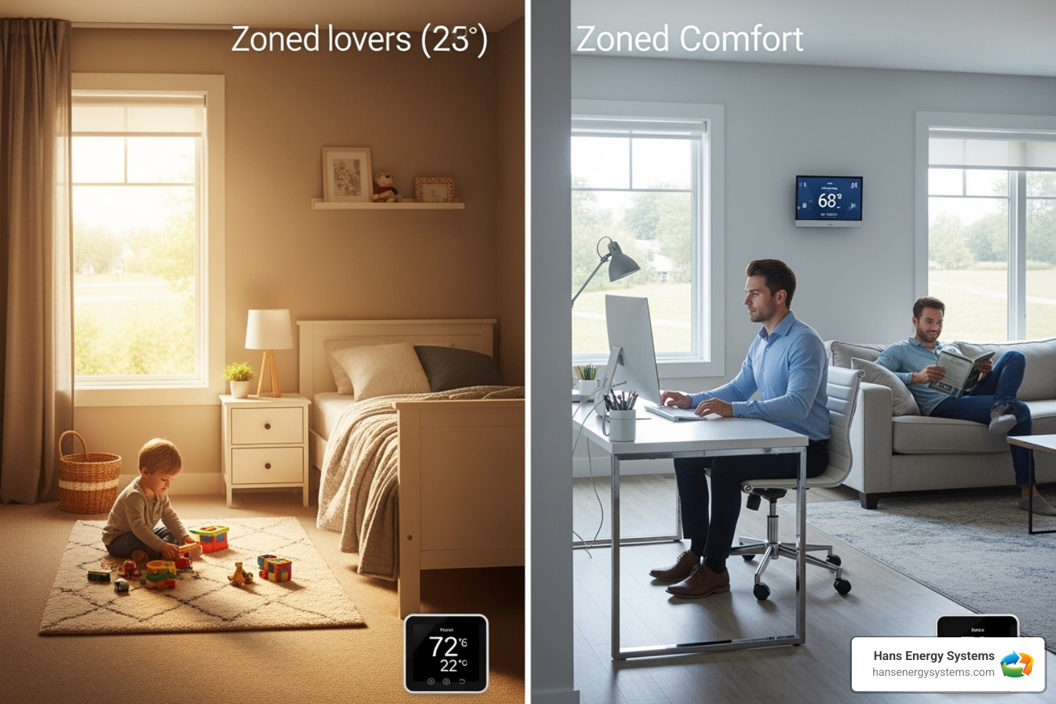 a family enjoying different temperatures in separate rooms of their home - mini split installation poway