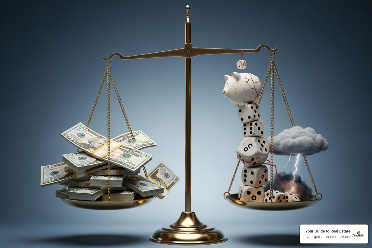 scale balancing "Cash Flow" on one side and "Risk" on the other -  interest only mortgage calculator