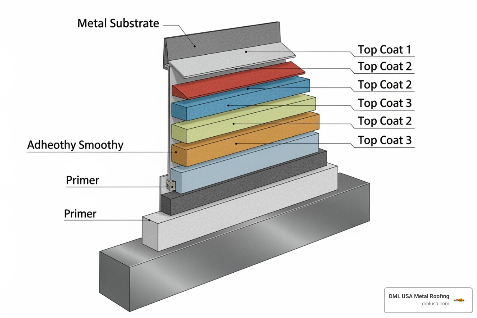 detailed diagram of metal roof coating layers - metal roof protection