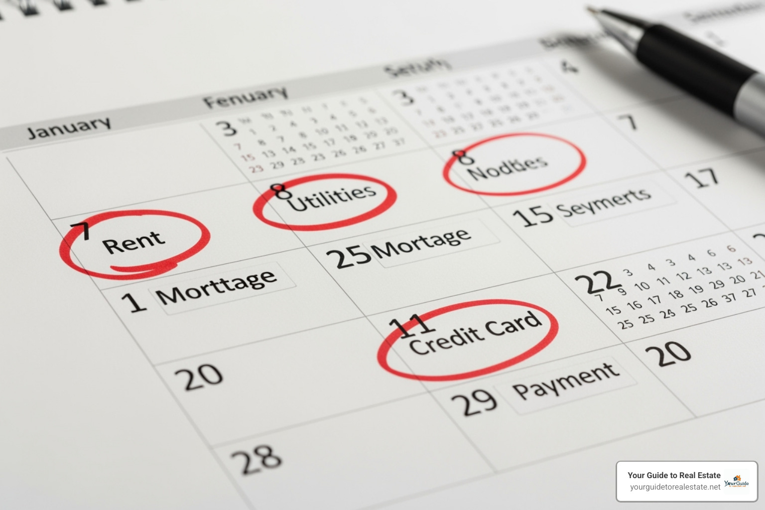 Calendar with key payment dates circled - social security fairness act retroactive payments