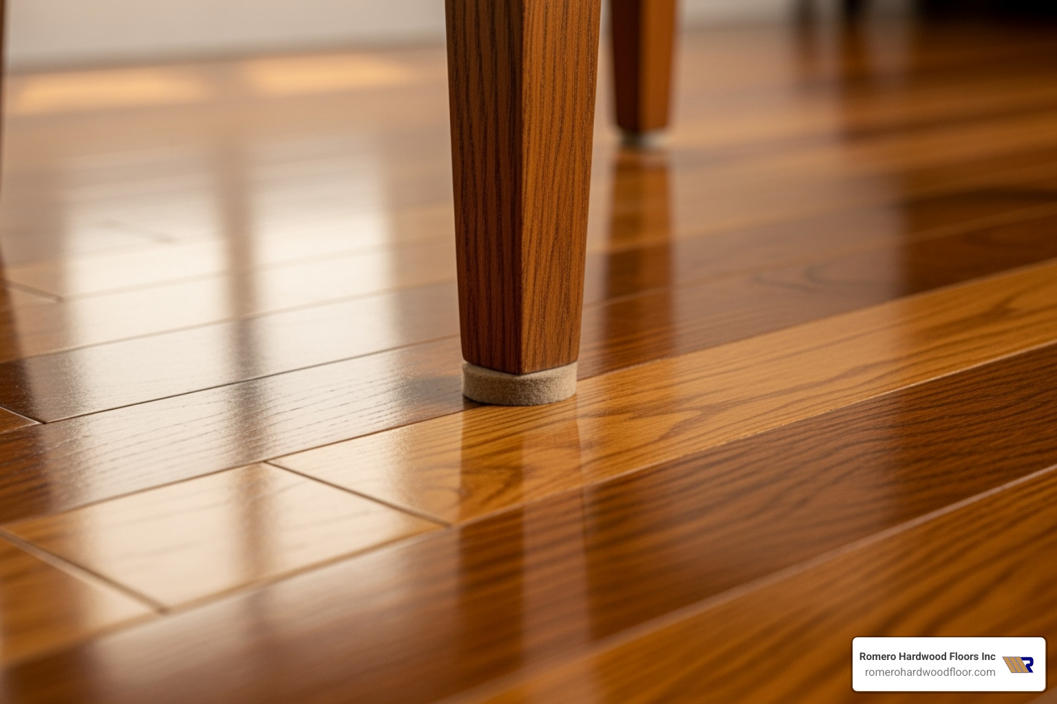 felt pads on the bottom of a chair leg on a hardwood floor - easiest way to clean wood floors