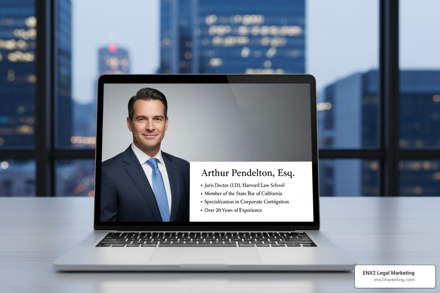 A well-designed attorney bio page with a professional headshot and credentials - website design for lawyers
