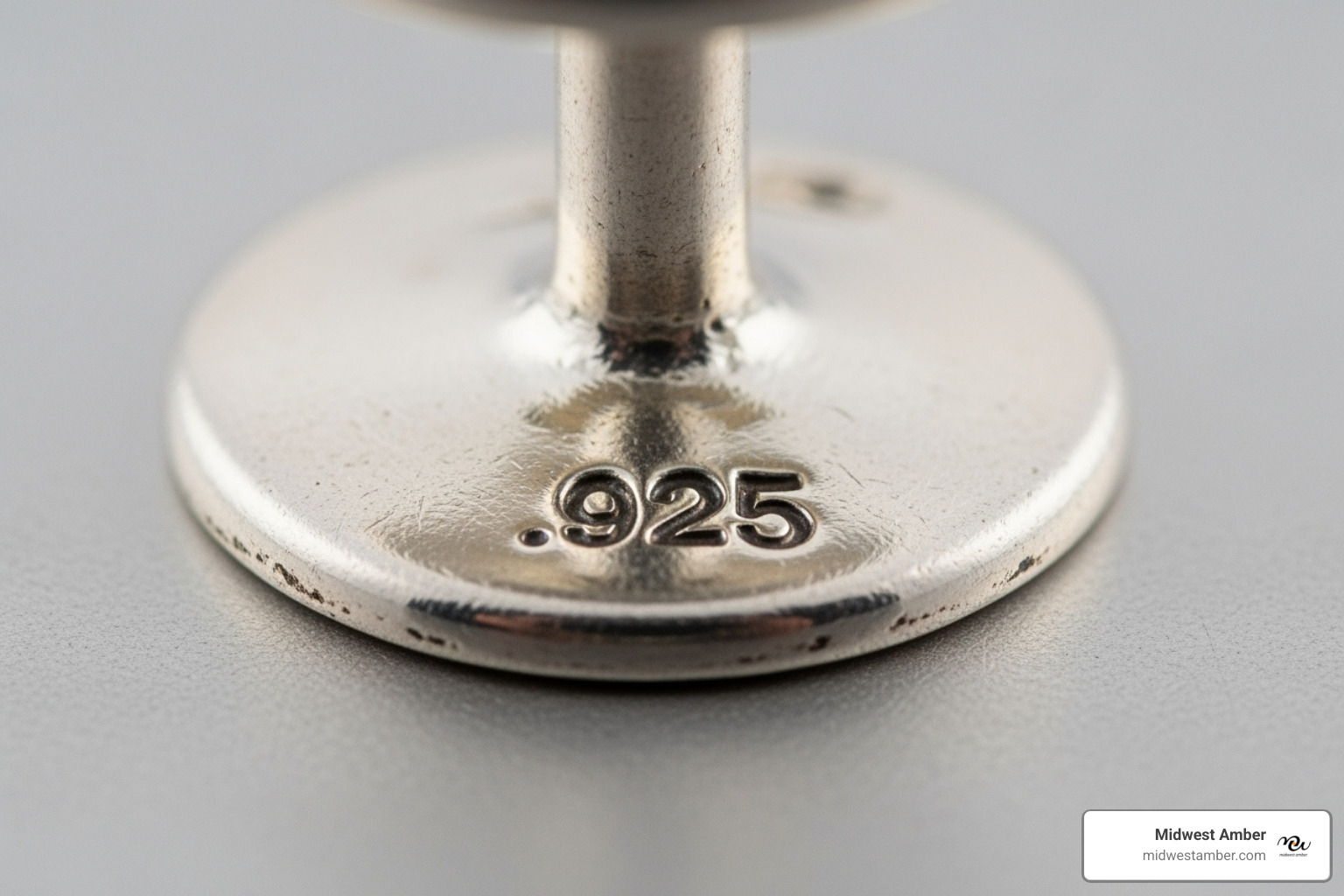 close-up shot showing a ".925" hallmark on a sterling silver pin - sterling silver pin