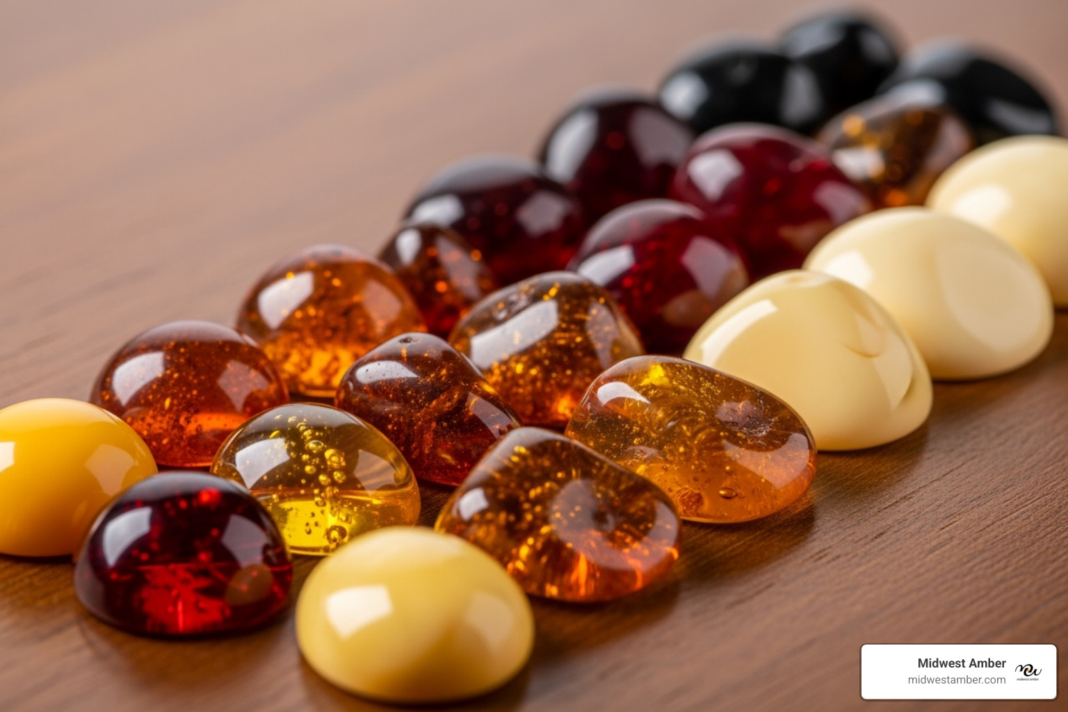 variety of amber colors side-by-side - Authentic amber jewelry variety of amber colors side-by-side - Authentic amber jewelry