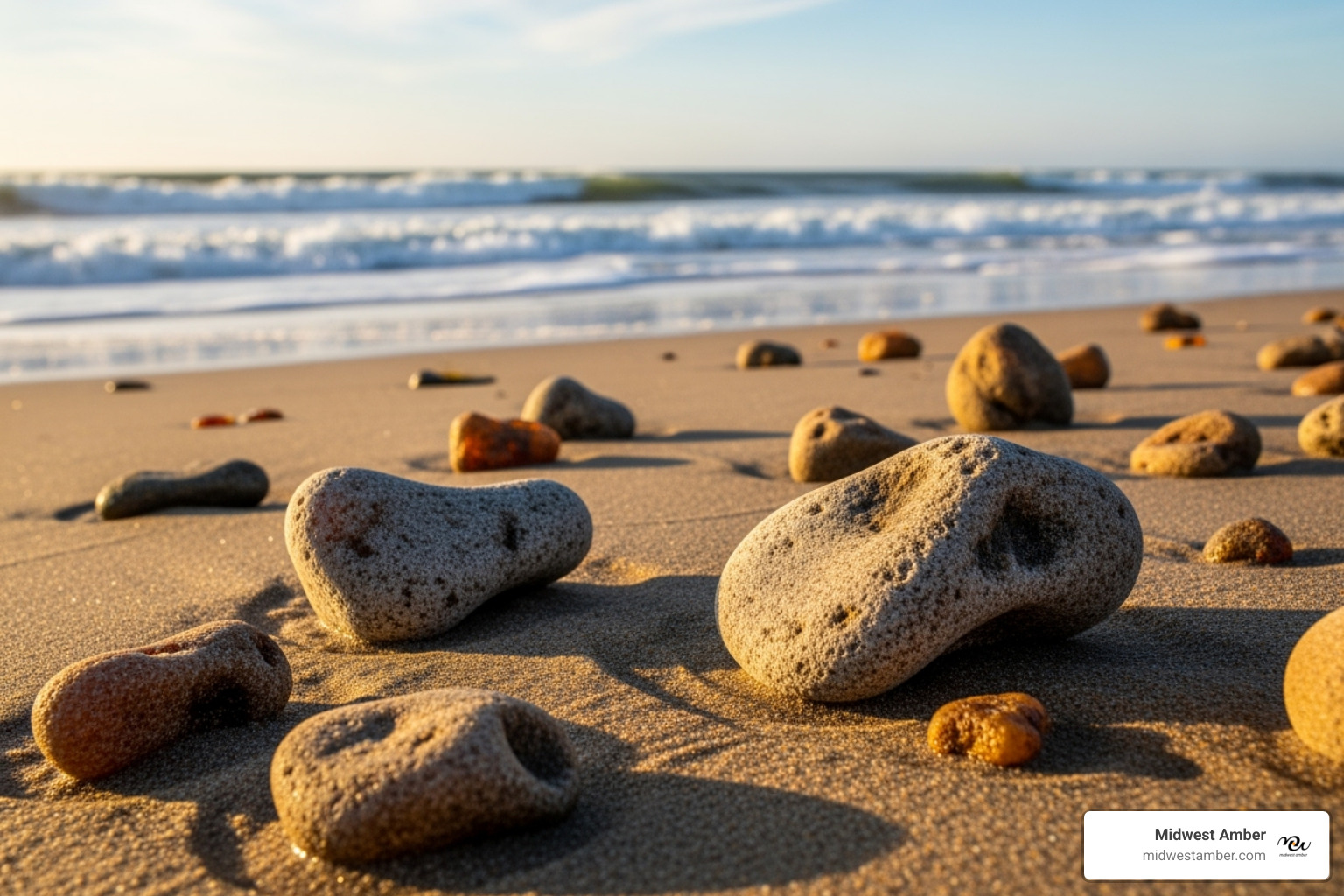 raw amber washed up on a Baltic Sea beach - Real amber stone