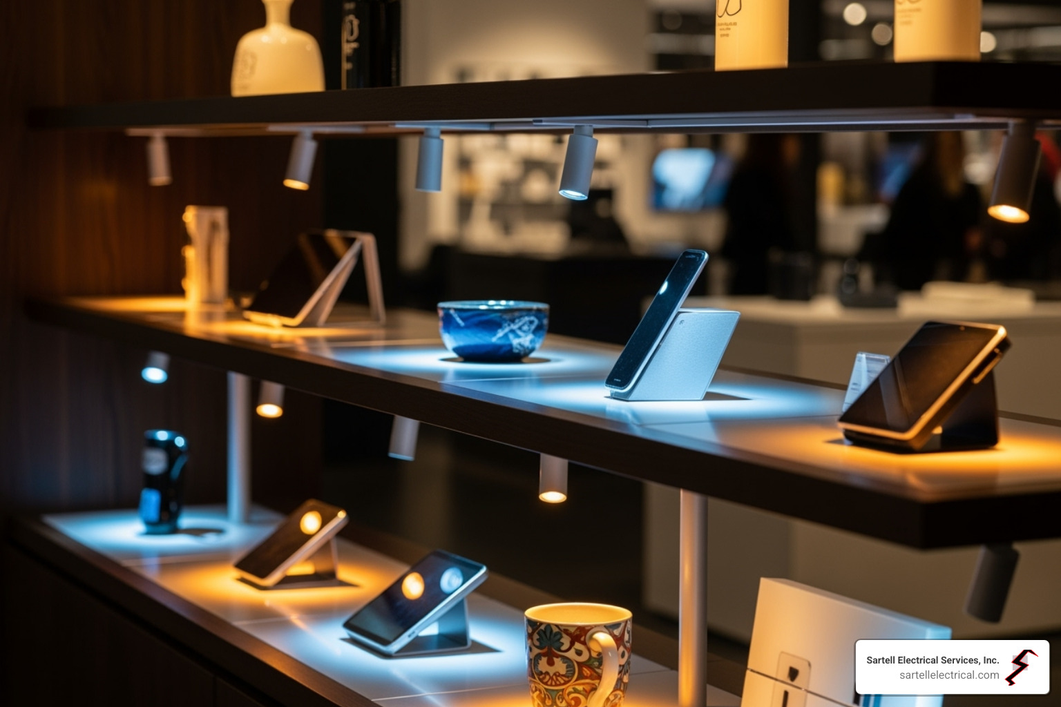 dynamic accent lighting on a product display - Retail Electrical Services MA