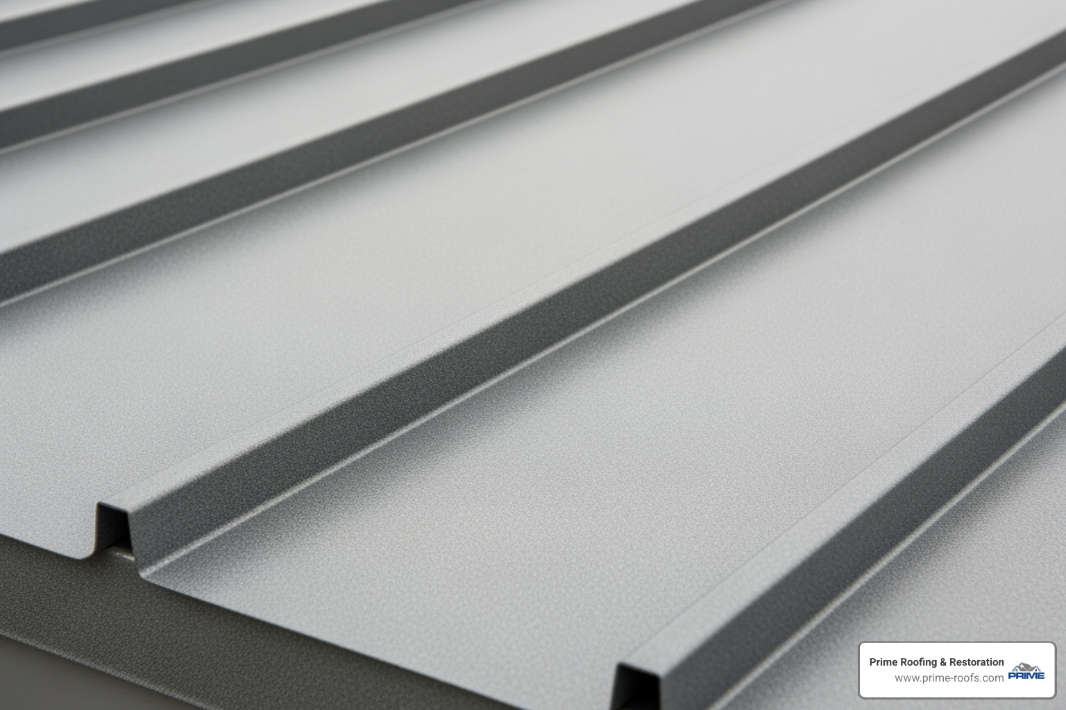close-up on a metal roof panel showing its texture and finish - commercial metal roofing companies near me