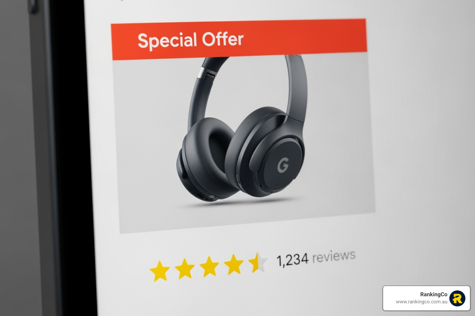 Google Shopping ad with star rating and 