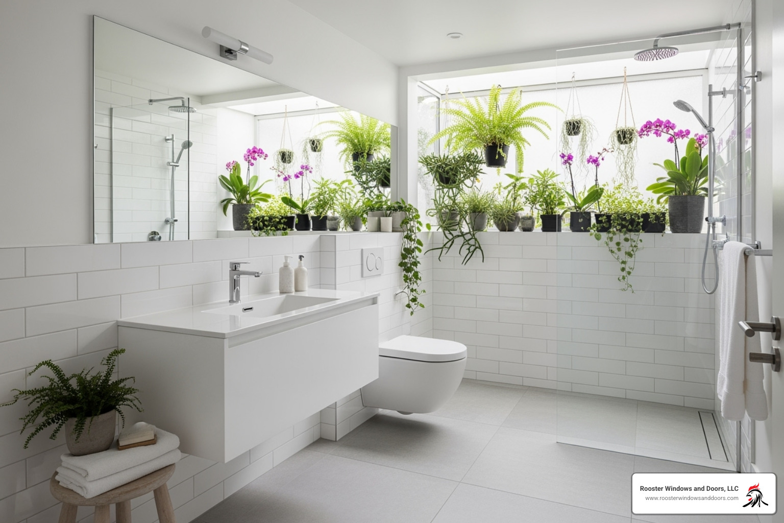 small bathroom that appears larger and brighter due to a garden window. - bathroom garden window