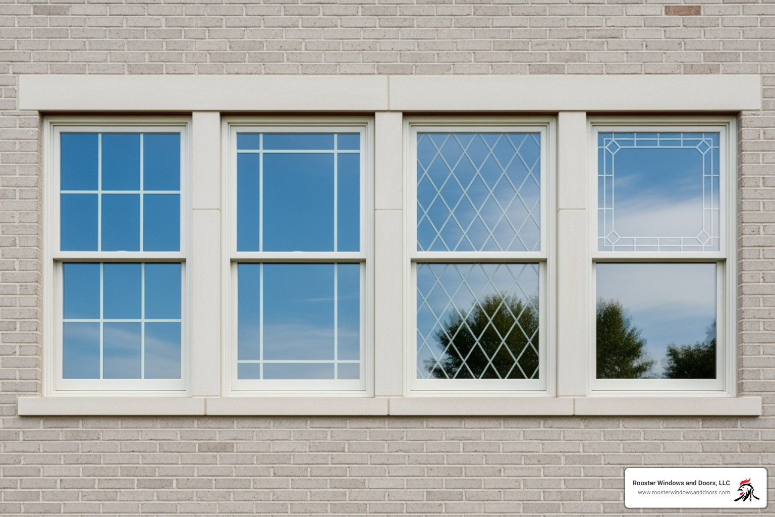 variety of grid patterns on double-hung windows - Double hung window options