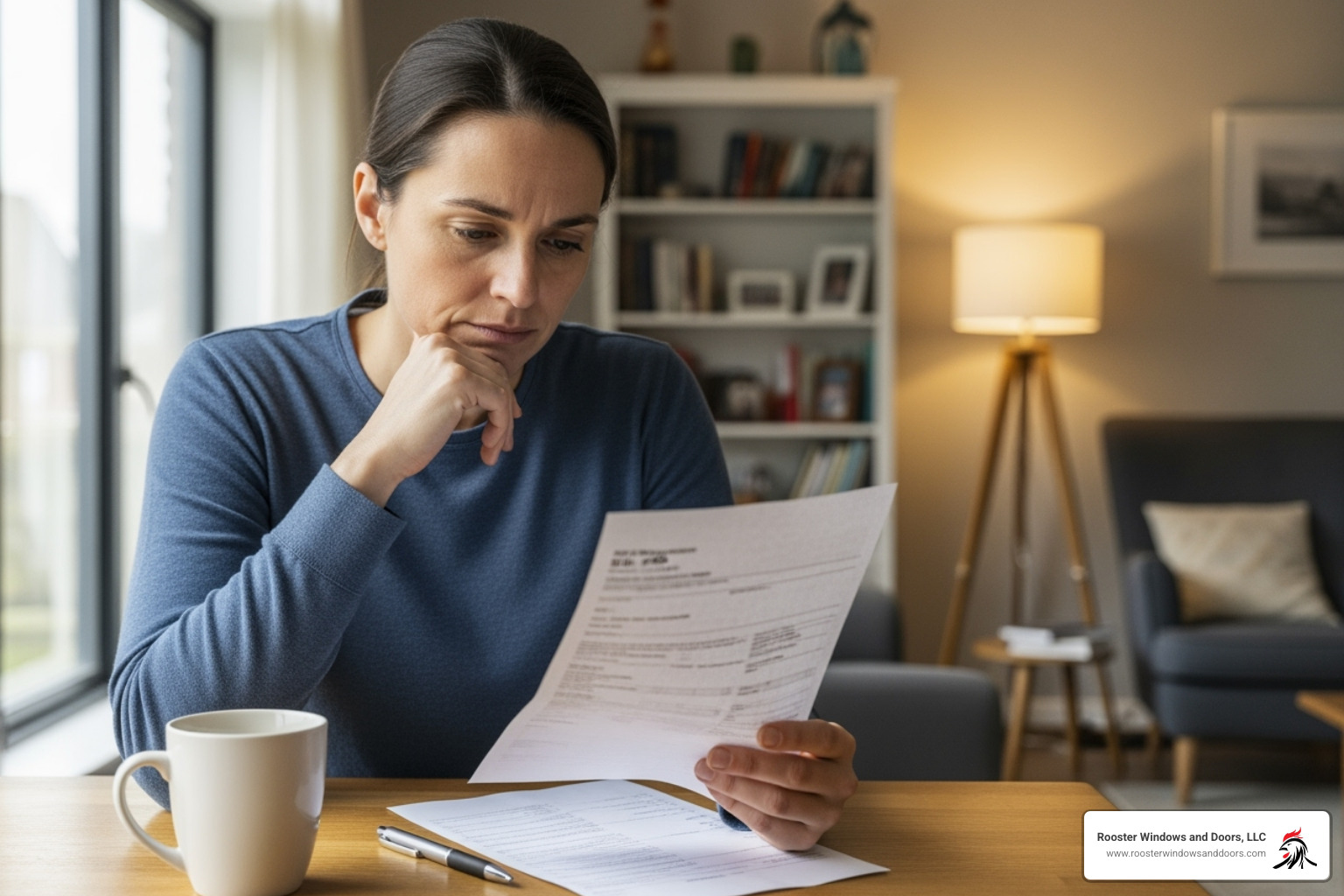 homeowner looking at bill - Energy efficient window prices