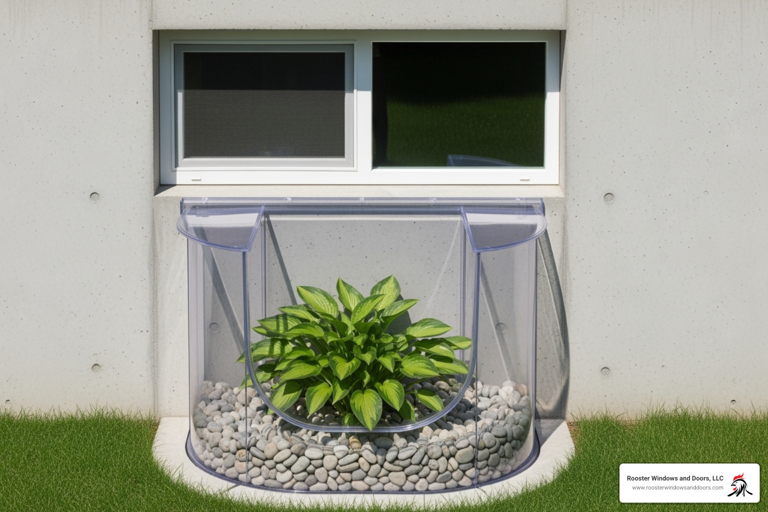 perfectly installed basement window with a window well and cover - how to install new basement window