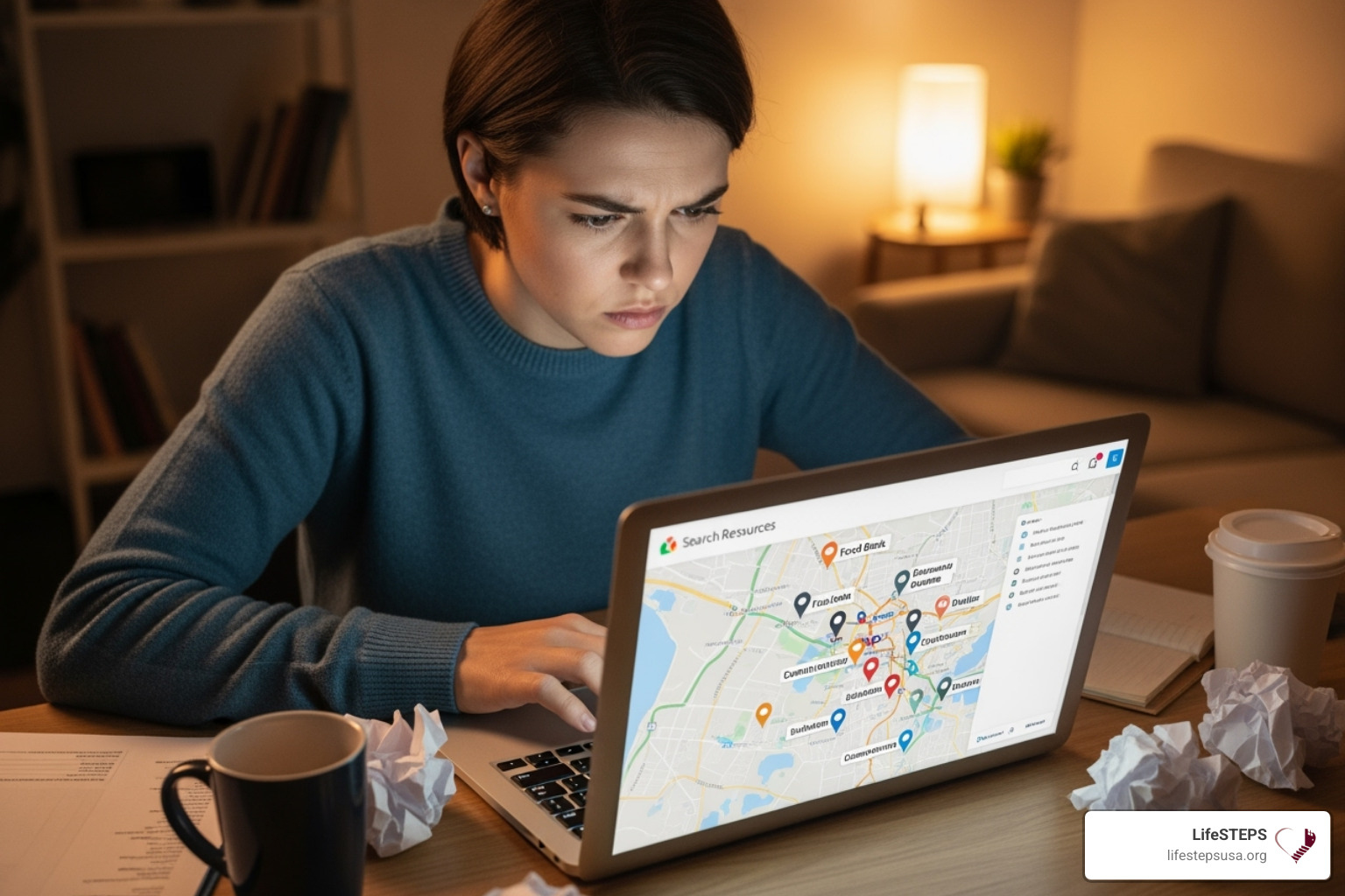 person on a laptop searching for local resources - eviction prevention programs