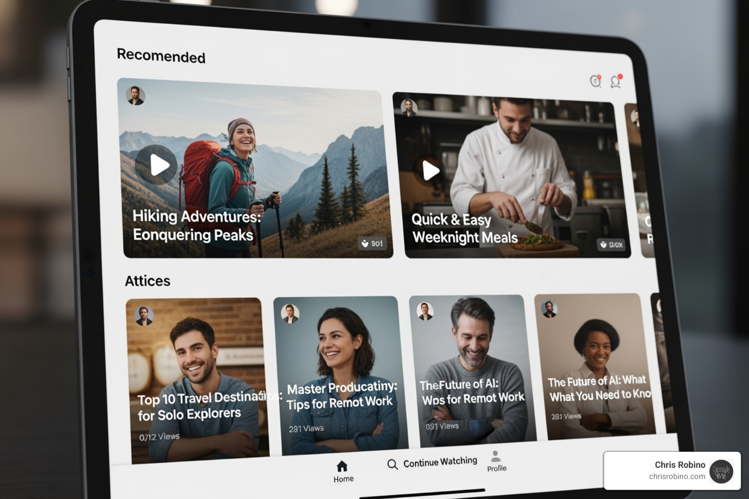 personalized content feed on a tablet - media production trends