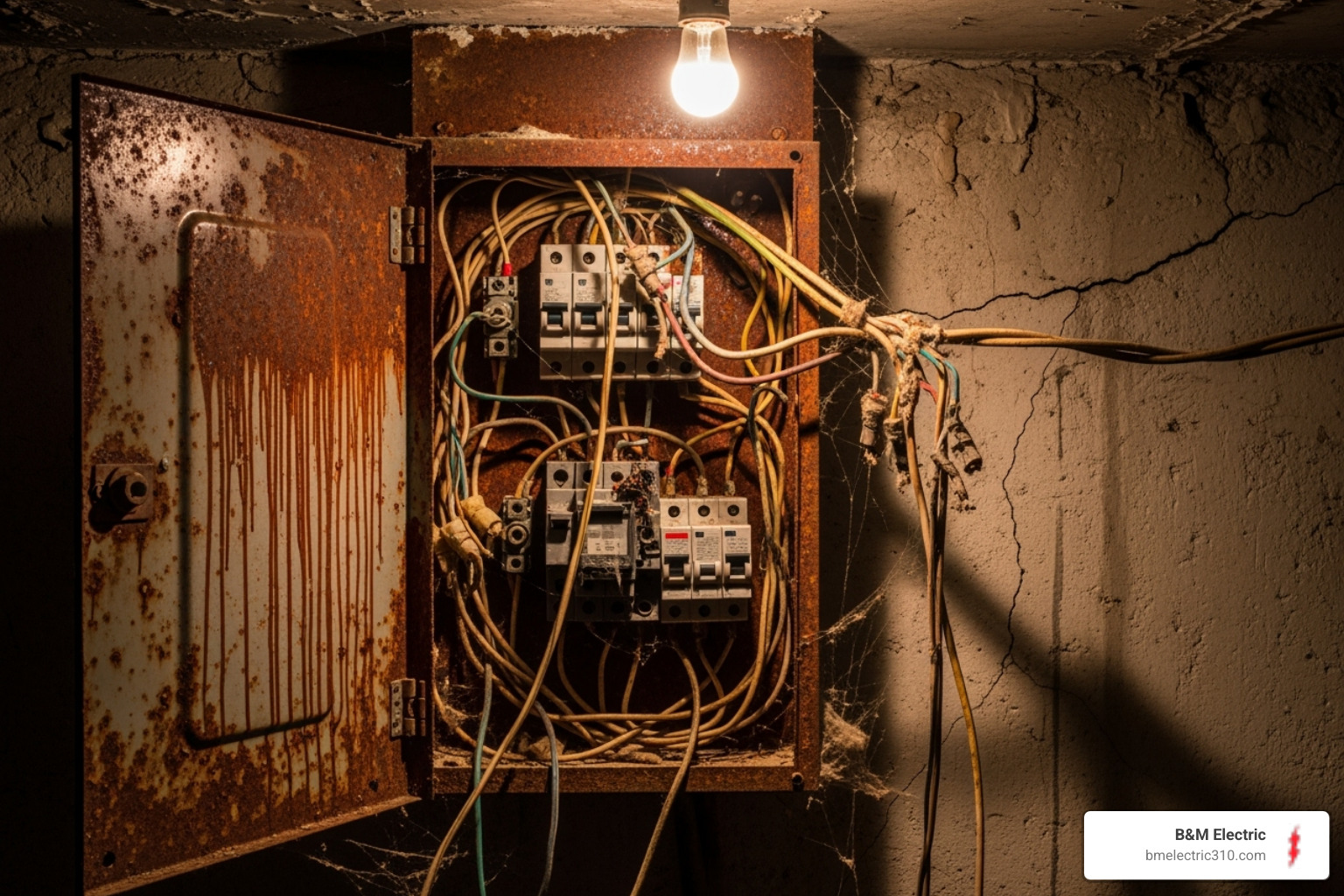 old, rusted, or overloaded electrical panel - Electrical service panel replacement
