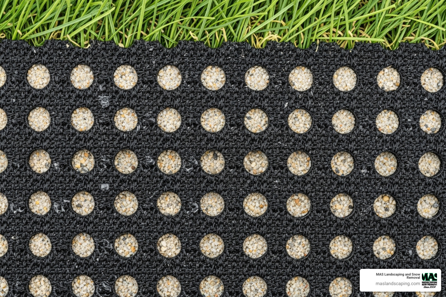 perforated artificial turf backing showing its drainage capabilities - Fake grass for parks