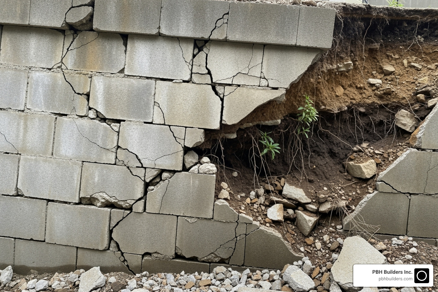 Cracked and leaning retaining wall - retaining wall contractor