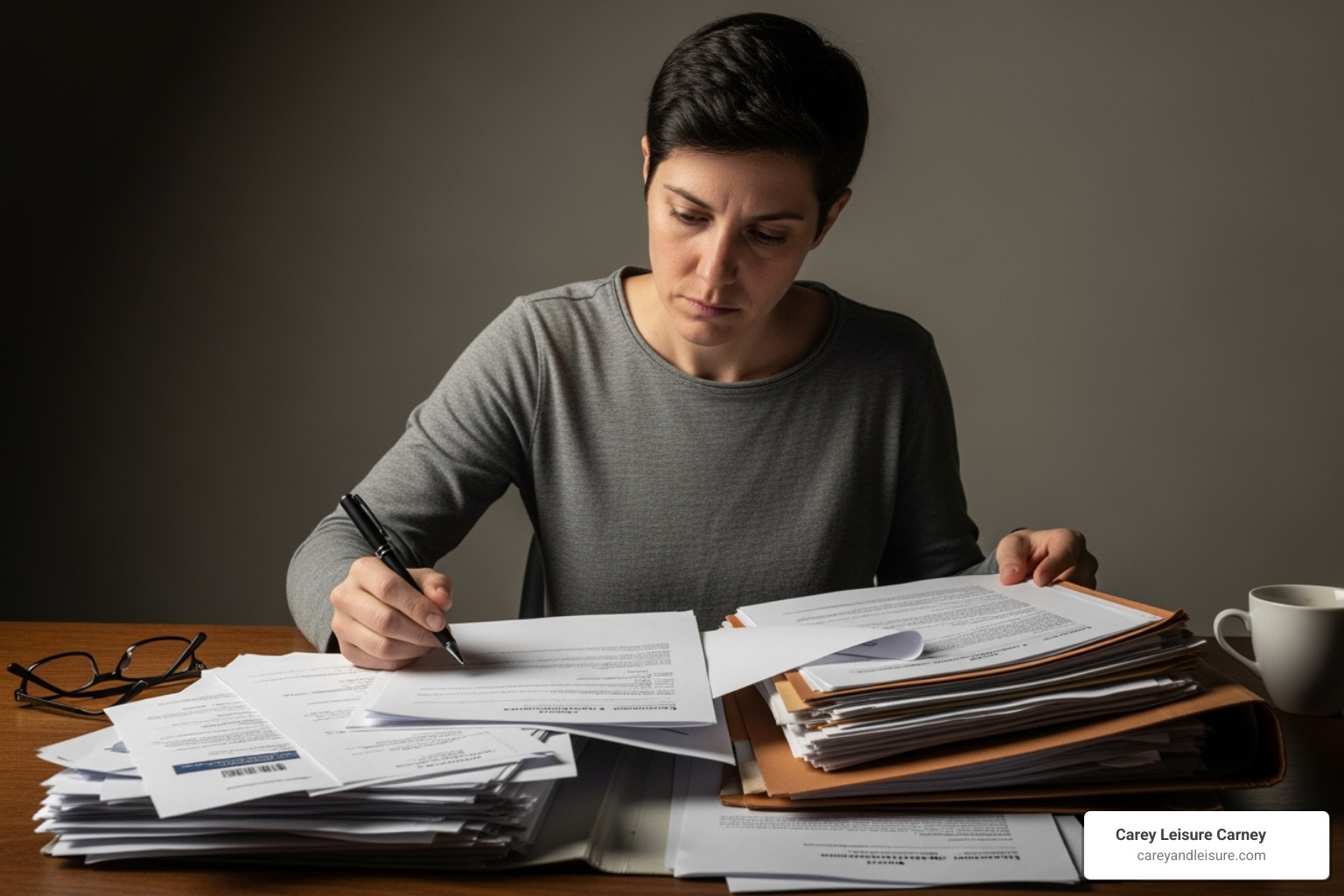 person reviewing medical bills and legal documents - personal injury lawyer st petersburg fl person reviewing medical bills and legal documents - personal injury lawyer st petersburg fl