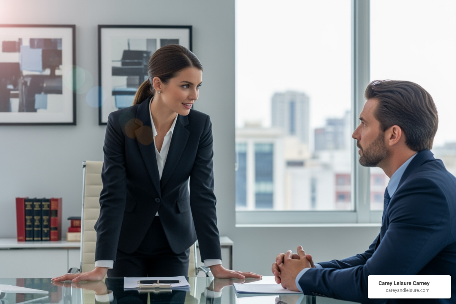 lawyer confidently speaking with a client in an office setting - personal injury lawyer st petersburg fl lawyer confidently speaking with a client in an office setting - personal injury lawyer st petersburg fl