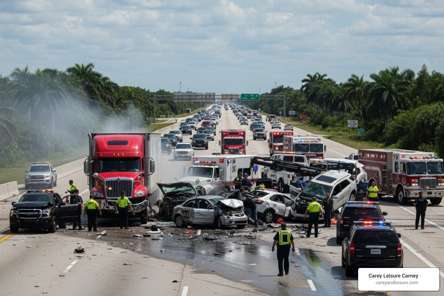multi-car accident scene on a Florida highway - personal injury lawyer st petersburg fl multi-car accident scene on a Florida highway - personal injury lawyer st petersburg fl