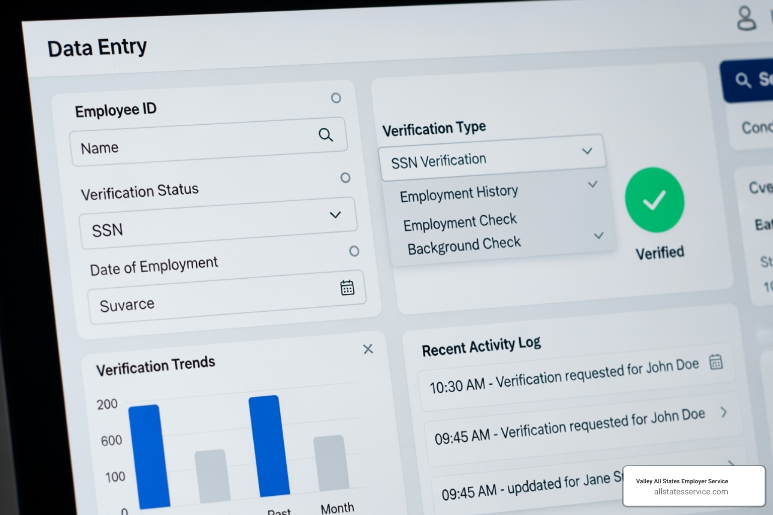 E-Verify+ logo prominently displayed or a screenshot of the new reporting tool interface showing data fields and results - Federal E-Verify program