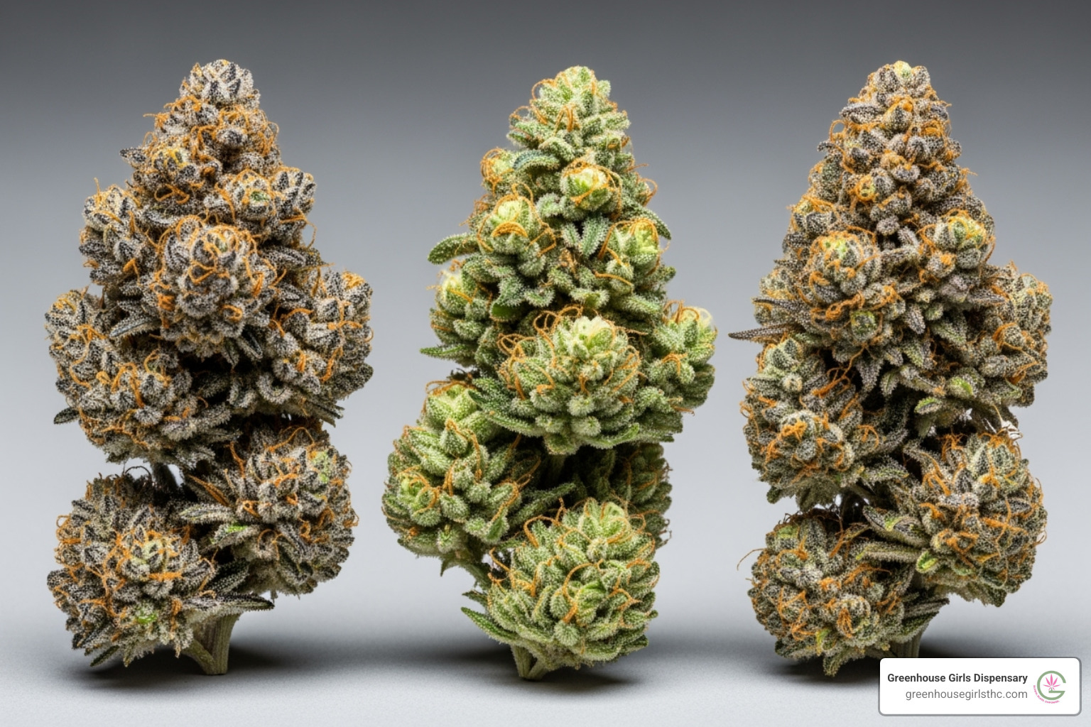 different types of cannabis flower (Indica, Sativa, Hybrid) side-by-side - cannabis flower sampler