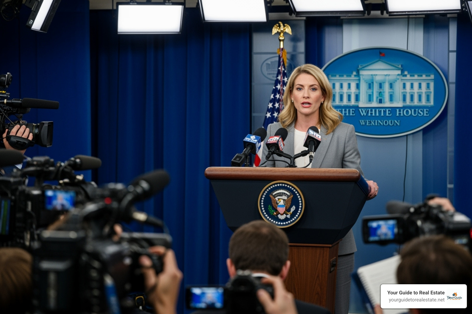 Katie Miller at a White House press briefing - stephen and katie miller