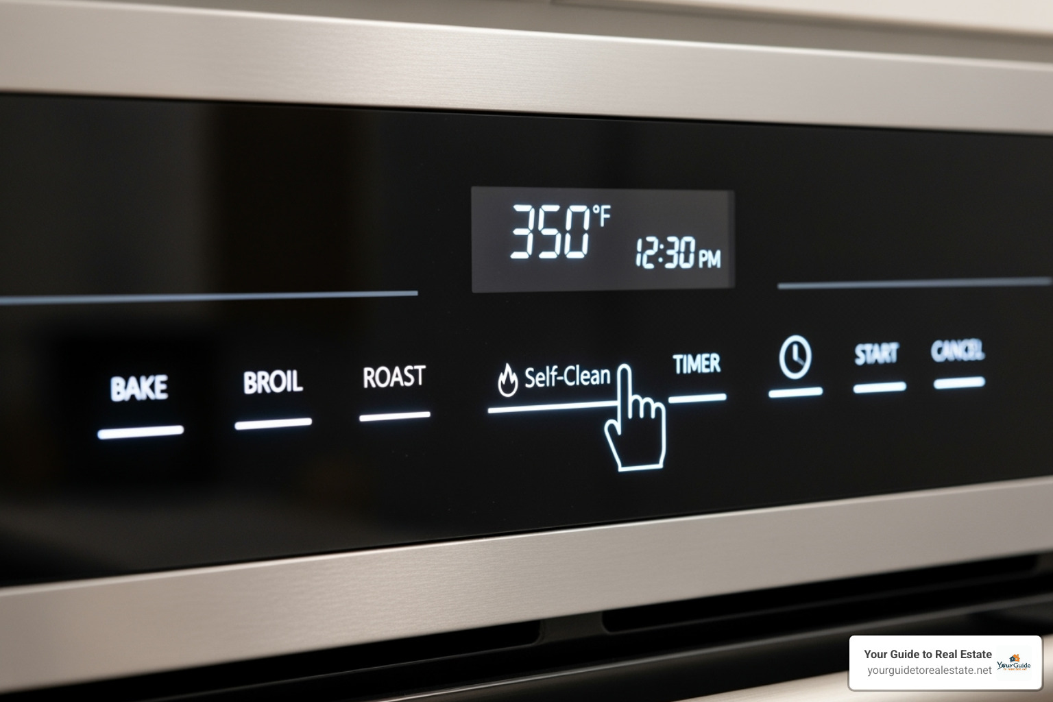 modern oven control panel with self-clean button - how to clean oven