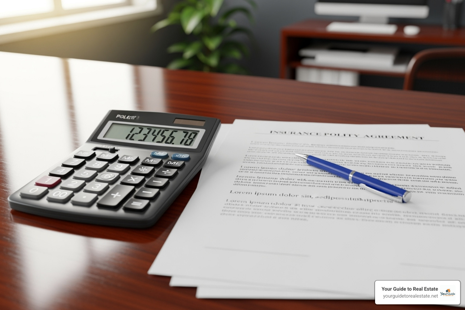 a calculator and a policy document - storage unit insurance