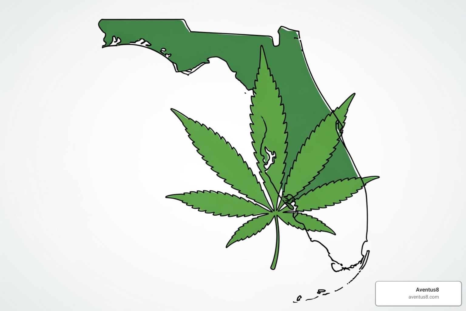 Stylized graphic of the state of Florida with a hemp leaf icon - best online store for potent thc-a flower