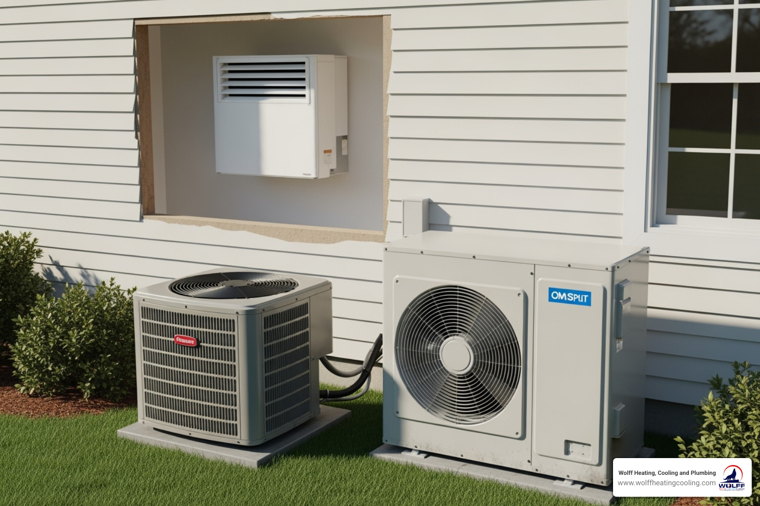 Different HVAC units including a central AC, a heat pump, and a ductless mini-split - hvac installation albuquerque Different HVAC units including a central AC, a heat pump, and a ductless mini-split - hvac installation albuquerque